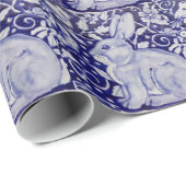 Blauw en wit galvormig tapijpapier voor konijnen cadeaupapier (Rol Hoek)