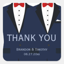 Blauw en wit gay bruiloft gunst Stickers