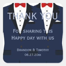 Blauw en wit Gay Bruiloft Stickers