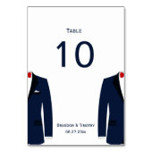 blauw en wit gay bruiloft tafel nummers Kaarten (Voorkant)