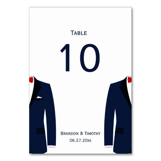 blauw en wit gay bruiloft tafel nummers Kaarten (Voorkant)