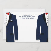 Blauw en wit gay huwelijksproef uitnodigingen (Achterkant)