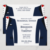 Blauw en wit gay huwelijksproef uitnodigingen (Voorkant / Achterkant)