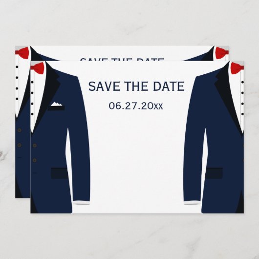 Blauw en wit gay trouwdag Save The Dates Save The Date (Voorkant / Achterkant)