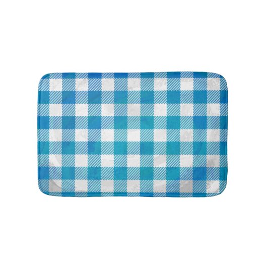 Blauw en wit Gecontroleerd Buffalo-spel Badmat (Voorkant)