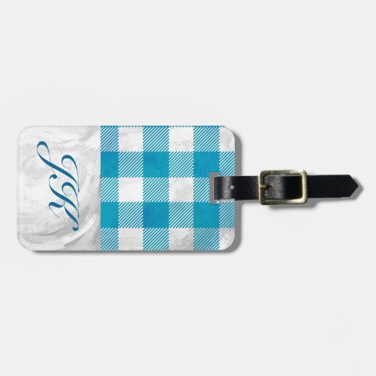 Blauw en wit Gecontroleerd Buffalo-spel Bagagelabel (Voorkant horizontaal)