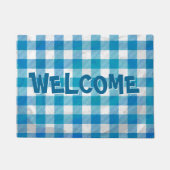 Blauw en wit Gecontroleerd Buffalo-spel Deurmat (Voorkant)