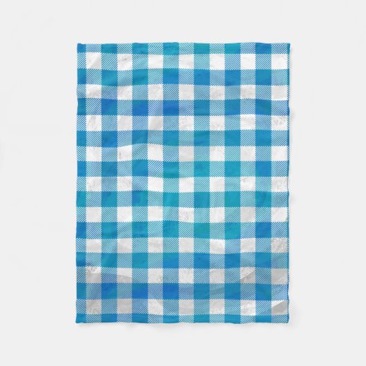 Blauw en wit Gecontroleerd Buffalo-spel Fleece Deken (Voorkant)