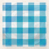 Blauw en wit Gecontroleerd Buffalo-spel Glazen Onderzetter (Voorkant)