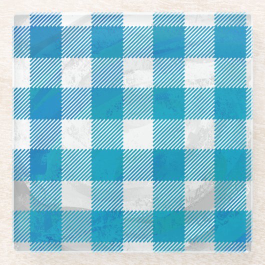 Blauw en wit Gecontroleerd Buffalo-spel Glazen Onderzetter (Voorkant)