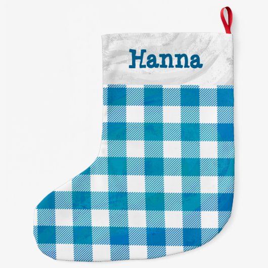 Blauw en wit Gecontroleerd Buffalo-spel Grote Kerstsok (Achterkant)