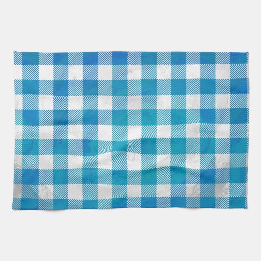 Blauw en wit Gecontroleerd Buffalo-spel Theedoek (Horizontaal)