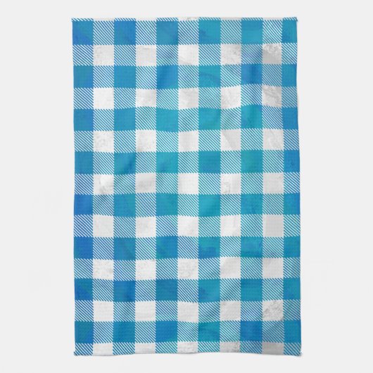 Blauw en wit Gecontroleerd Buffalo-spel Theedoek (Verticaal)