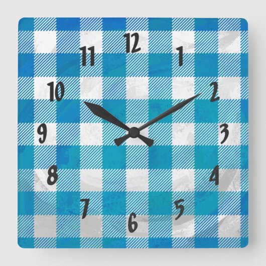 Blauw en wit Gecontroleerd Buffalo-spel Vierkante Klok (Voorkant)