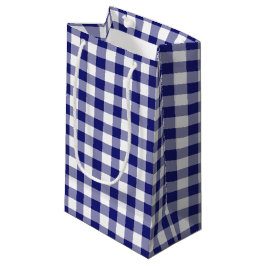 Blauw en wit gecontroleerd gingham-spelpatroon klein cadeauzakje