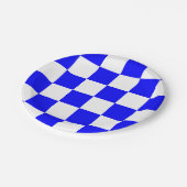 Blauw en wit gecontroleerd papieren bordje (Gekanteld)