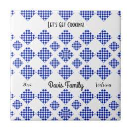 Blauw en wit gecontroleerd tegeltje