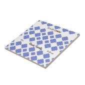 Blauw en wit gecontroleerd tegeltje (Zijkant)