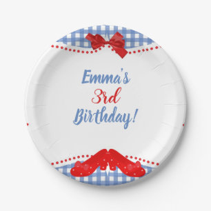 Blauw en wit Gecontroleerde Rode Schoenen Vierkant Papieren Bordje