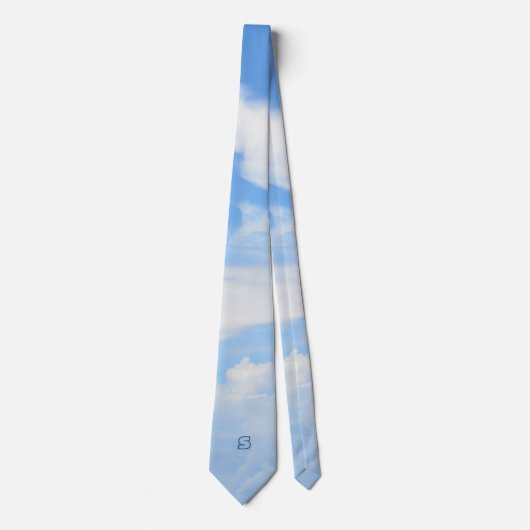 Blauw en wit gedeeltelijk troebel hemel stropdas (Voorkant)