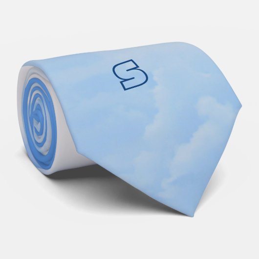 Blauw en wit gedeeltelijk troebel hemel stropdas (Opgerold)