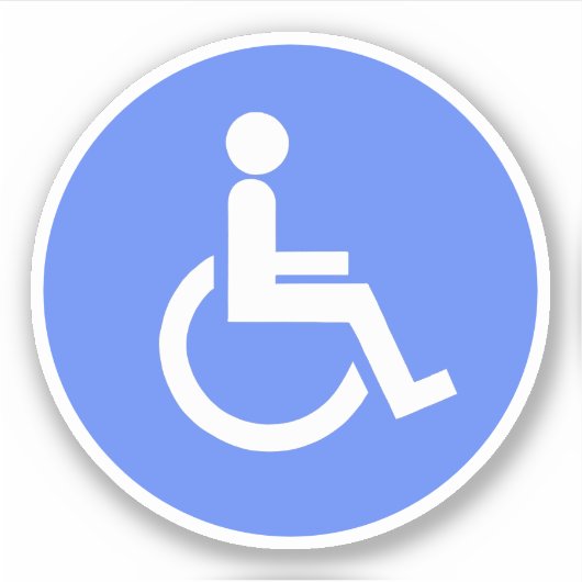Blauw en Wit gehandicaptensymbool Ronde Sticker (Voorkant)