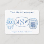 Blauw en wit gehuwd Vrijgezellenfeest Informatiekaartje (Achterkant)