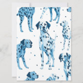 Blauw en Wit Geïllustreerd Dalmatisch | Verjaardag Kaart (Voorkant)