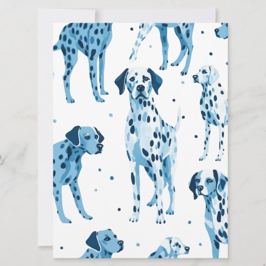 Blauw en Wit Geïllustreerd Dalmatisch | Verjaardag Kaart (Voorkant)