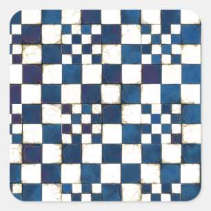 Blauw en wit gekraakte de Achtergrond van de Textu Vierkante Sticker
