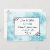 Blauw en Wit Gemarmerd sparen het Briefkaart van d (Voorkant / Achterkant)