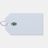 Blauw en wit gemberpot met groene strik cadeaulabel (Achterkant Horizontaal)