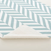Blauw en wit Geometrisch Herringbone Patroon Sherpa Deken (3/4)