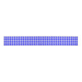 Blauw en Wit geometrisch Houndstooth patroon Grosgrain Lint (Voorkant)