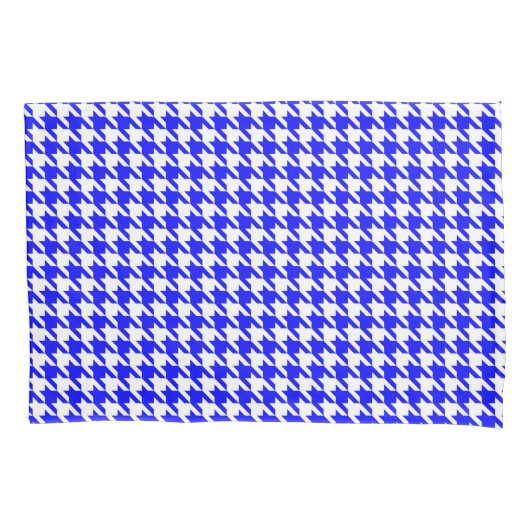 Blauw en Wit geometrisch Houndstooth patroon Kussensloop (Voorkant)