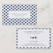 Blauw en wit geometrisch Japans patroon Visitekaartje (Voorkant / Achterkant)