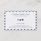 Blauw en wit geometrisch Japans patroon Visitekaartje (Achterkant)