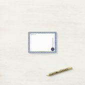 Blauw en wit geometrisch modern patroon post-it® notes (Op bureau)