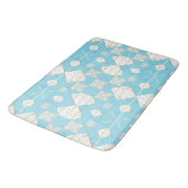 Blauw en wit geometrisch patroon badmat (Gekanteld)