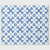 Blauw en wit geometrisch patroon cadeaupapier (Vlak)