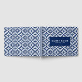 Blauw en wit geometrisch patroon gastenboek (Volledig)