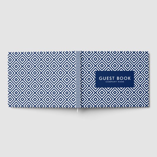 Blauw en wit geometrisch patroon gastenboek (Volledig)