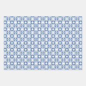 Blauw en wit geometrisch patroon  inpakpapier vel (Voorkant 3)