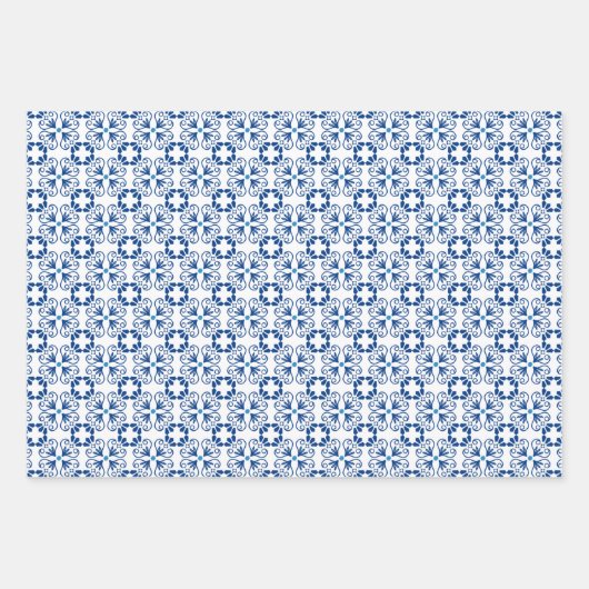Blauw en wit geometrisch patroon  inpakpapier vel (Voorkant 3)