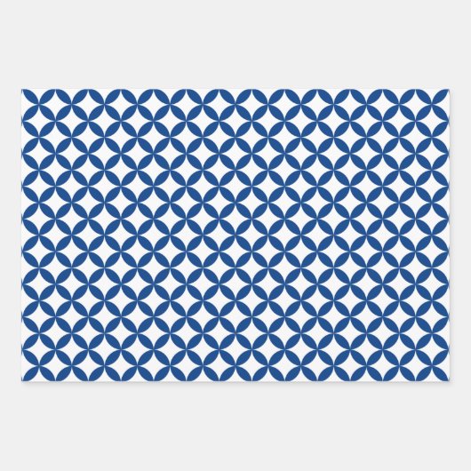 Blauw en wit geometrisch patroon inpakpapier vel (Voorkant 2)