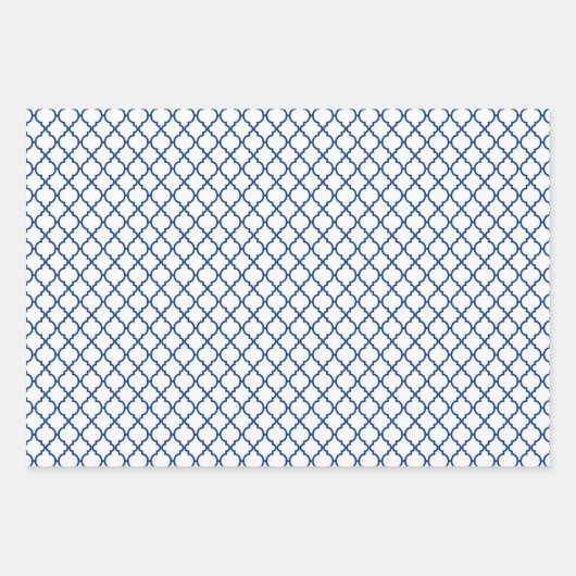 Blauw en wit geometrisch patroon inpakpapier vel (Voorkant)
