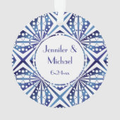  blauw en wit geometrisch patroon ornament (achterkant)