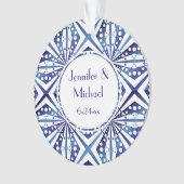  blauw en wit geometrisch patroon ornament (voorkant)