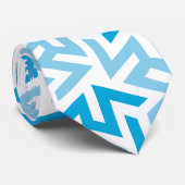 Blauw en wit geometrisch patroon stropdas (Opgerold)