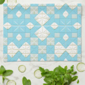 Blauw en wit geometrisch patroon theedoek (Gevouwen)